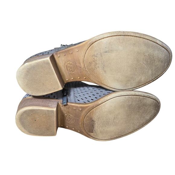 Lucky Brand Healed Leather Perforated Double Zip Bootie Gray Brown Womens 7.5 - Picture 6 of 7